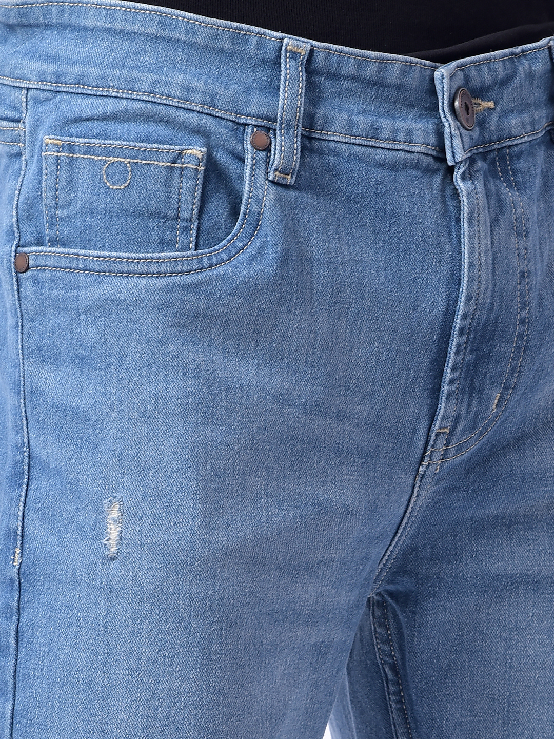 Numero Uno Men Light Blue Distressed Sustainable Jeans